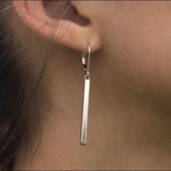 RESTOCKED❤️ Sterling Silver Vertical Bar Earrings - Picture 2 of 9